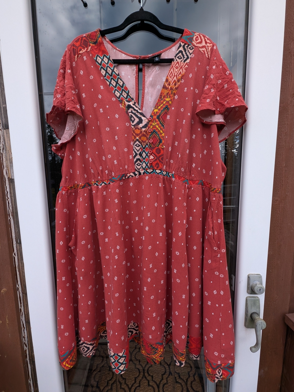 torrid Rustic Red Boho V-Neck Mini Dress